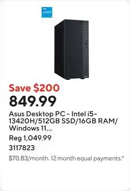 Staples Asus Desktop PC - Intel i5-13420H/512GB SSD/16GB RAM/Windows 11 Home/Grey offer
