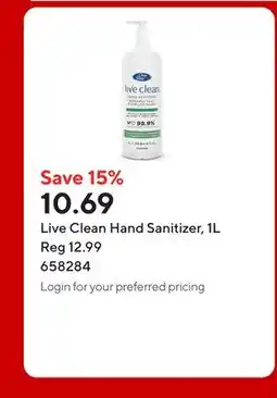 Staples Live Clean Hand Sanitizer offer