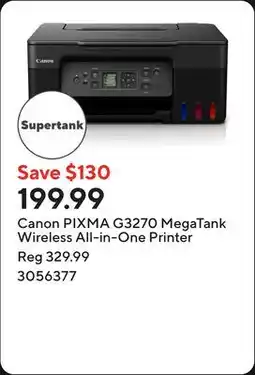 Staples Canon PIXMA G3270 MegaTank Wireless All-in-One Printer offer