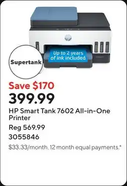 Staples HP Smart Tank 7602 All-in-One Printer offer