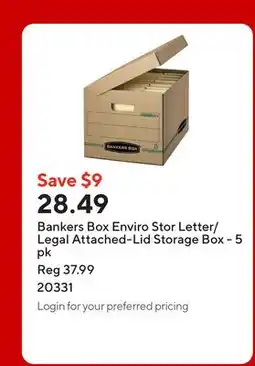Staples Bankers Box Enviro Stor Letter/Legal Attached-Lid Storage Box offer