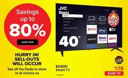 Visions Electronics JVC Roku EC4257 Smart TV offer