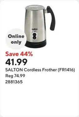 Staples SALTON Cordless Frother (FR1416) offer