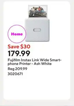 Staples Fujifilm Instax Link Wide Smartphone Printer - Ash White offer