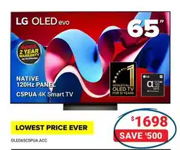 Visions Electronics LG OLED evo 65 NATIVE 120Hz PANEL C5PUA 4K Smart TV offer