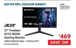 Visions Electronics Acer 27 Predator X27U WQHD Gaming Monitor offer