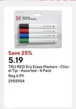 Staples TRU RED Dry Erase Markers - Chisel Tip - Assorted offer