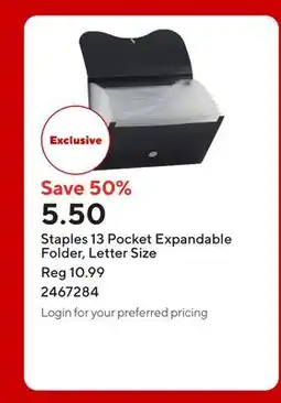 Staples Staples 13 Pocket Expandable Folder, Letter Size offer
