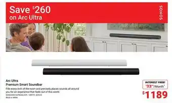 Visions Electronics SONOS Arc Ultra Premium Smart Soundbar offer
