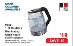 Visions Electronics Hauz 1.7L Cordless Illuminating Glass Kettle offer