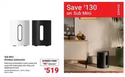 Visions Electronics Sonos Sub Mini Wireless Subwoofer offer