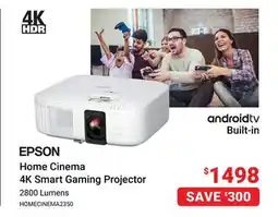 Visions Electronics EPSON Home Cinema 4K Smart Gaming Projector offer