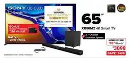 Visions Electronics SONY 65 XR80M2 4K Smart TV + 2.1-Channel Soundbar System offer