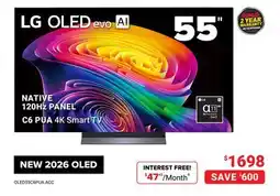 Visions Electronics LG OLED evo AI 55 NATIVE 120HZ PANEL C6 PUA 4K Smart TV offer