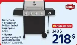 Walmart 4-burner propane gas grill with side burner offer