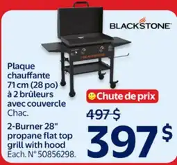 Walmart 2-Burner 28 propane flat top grill with hood offer