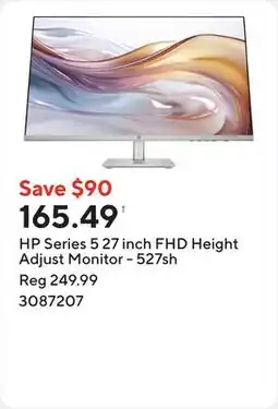 Staples HP Series 5 27 inch FHD Height Adjust Monitor - 527sh offer