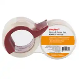 Staples Staples Clear View Packaging Tape, 48 mm x 50 m, 2.6-mil, 2 Rolls with Dispenser offer