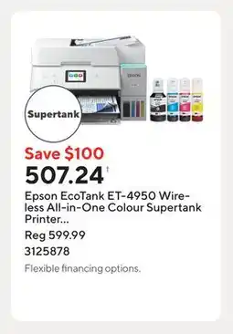 Staples Epson EcoTank ET-4950 Wireless All-in-One Colour Supertank Printer – White offer