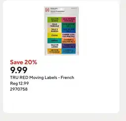 Staples TRU RED Moving Labels - French offer