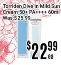 Nations Fresh Foods Torriden Dive In Mild Sun Cream 50+ PA++++ 60ml offer