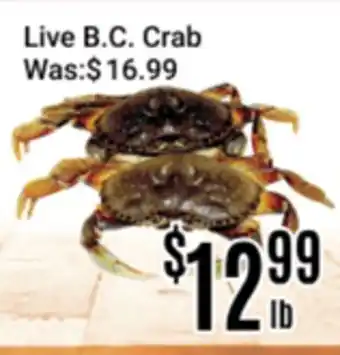 Nations Fresh Foods Live B.C. Crab offer