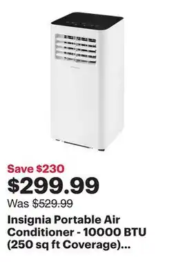 Best Buy Insignia Portable Air Conditioner - 10000 BTU (250 sq ft Coverage) - Remote - White/Black offer