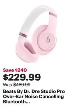 Best Buy Beats By Dr. Dre Studio Pro Over-Ear Noise Cancelling Bluetooth Headphones - Pink - Only at Best Buy offer