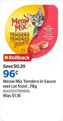 Walmart Meow Mix Tenders in Sauce wet cat food offer