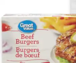 Walmart Great Value beef or chicken burgers or fully cooked burgers offer