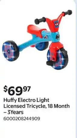 Walmart Huffy Electro Light Licensed Tricycle, 18 Month -3 Years offer