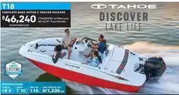 Cabela's Tahoe T18 COMPLETE BOAT MOTOR & TRAILER PACKAGE offer