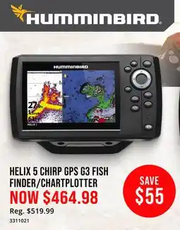 Cabela's HUMMINBIRD HELIX 5 CHIRP GPS G3 FISH FINDERS offer