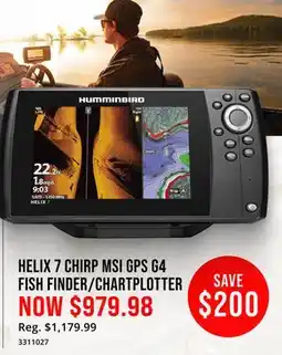 Cabela's HUMMINBIRD HELIX 7 CHIRP MSI GPS G4 FISH FINDER/CHARTPLOTTER offer