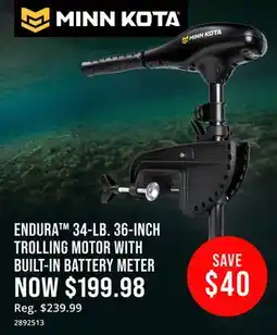 Cabela's MINN KOTA ENDURA 34-LB. 36-INCH TROLLING MOTOR WITH BUILT-IN BATTERY METER offer