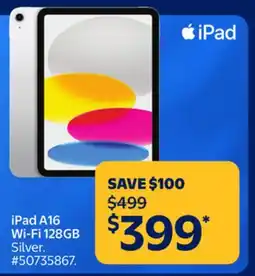 Walmart iPad A16 Wi-Fi 128GB offer