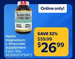 Walmart Herba Magnesium L-threonate supplement offer