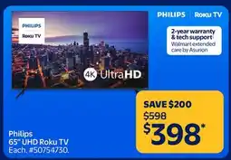 Walmart Philips 65 UHD Roku TV offer