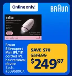 Walmart Braun Silk-expert Mini IPL1111 corded IPL hair removal device offer