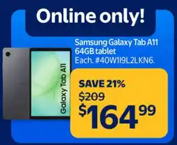 Walmart Samsung Galaxy Tab A11 64GB tablet offer