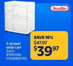 Walmart 3-drawer wide cart offer