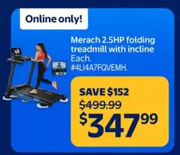 Walmart Merach 2.5HP folding treadmill with incline offer