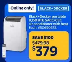 Walmart Black+Decker Portable 8,150 BTU SACC/CEC air conditioner with heat offer