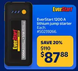 Walmart EverStart 1200 A lithium jump starter offer