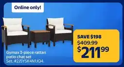Walmart Gymax 3-piece rattan patio chat set offer