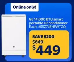 Walmart GE 14,000 BTU smart portable air conditioner offer