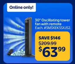 Walmart 30 Oscillating tower fan with remote offer
