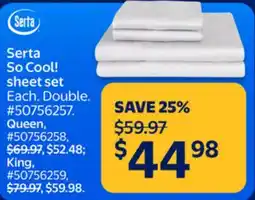 Walmart Serta So Cool! sheet set offer