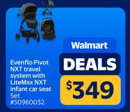 Walmart Evenflo Pivot NXT travel system with LiteMax NXT infant car seat offer