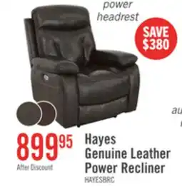 The Brick Hayes 38 Genuine Leather Power Reclining Chairs with Adjustable Headrest - Brown offer